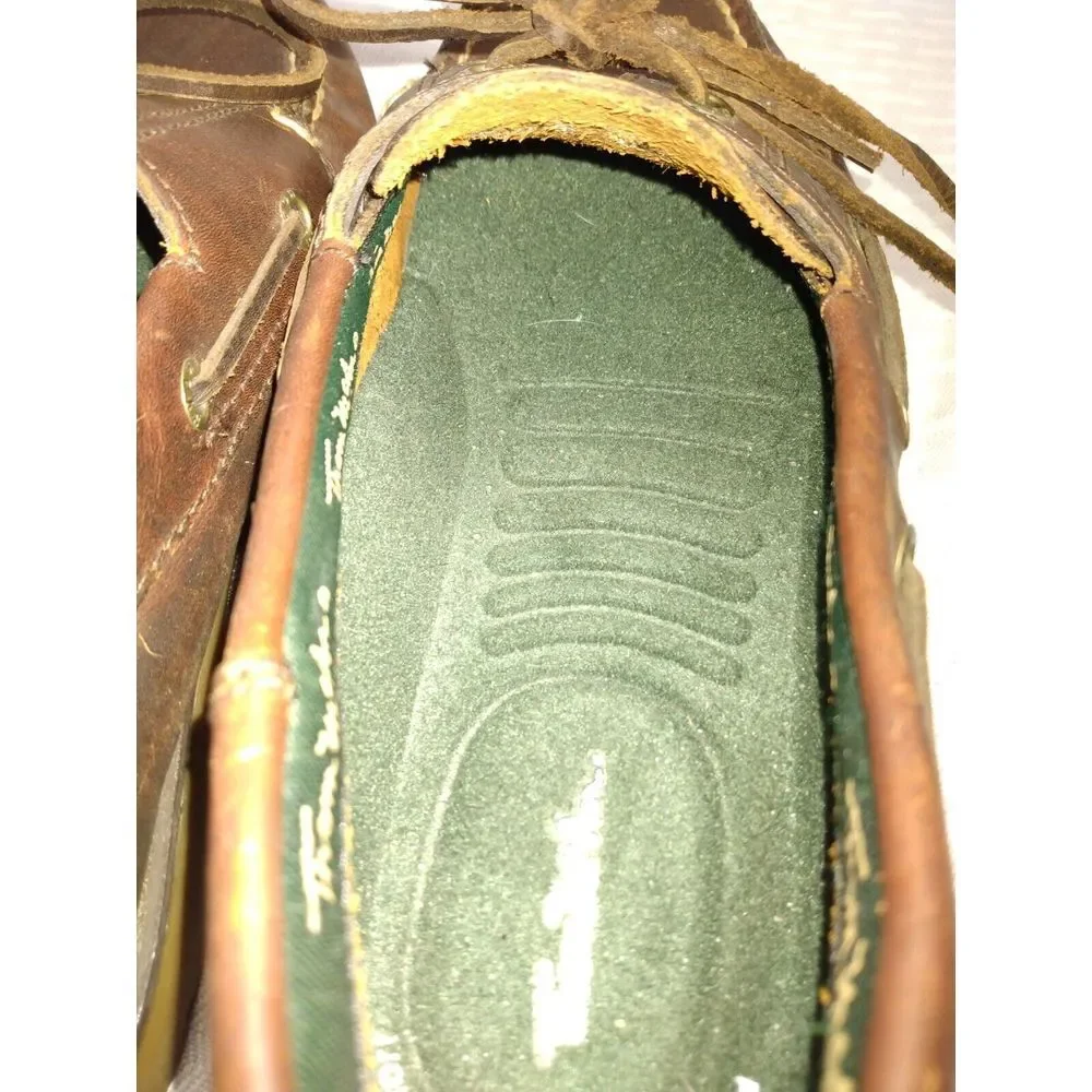 Thom McAn Mens Brown Full Grain Leather Boat Shoes Deck Loafers‎ 8.5 8507/1000